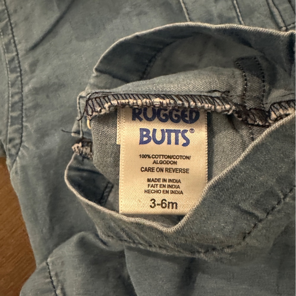 Blue Baby Boy Soft Denim Rugged Butts Romper NWOT 3-6m 3m 6m - Picture 4 of 6